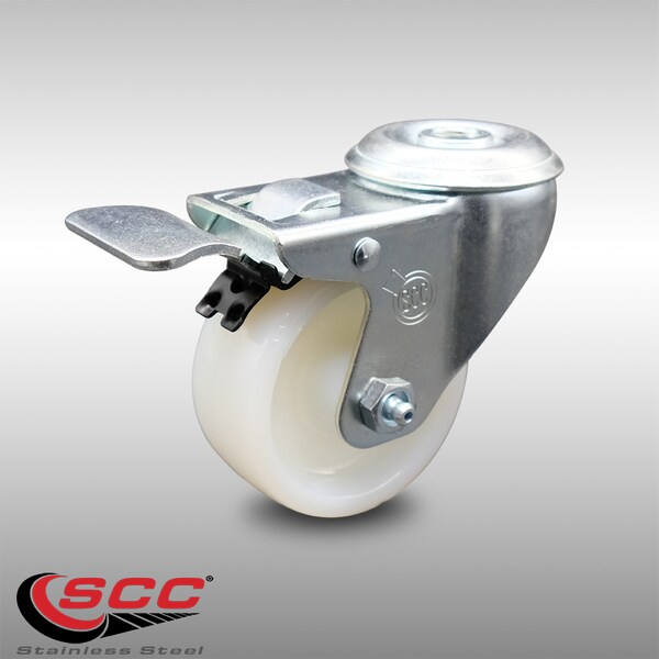 3 Inch SS Nylon Wheel Swivel Bolt Hole Caster with Total Lock Brake SCC